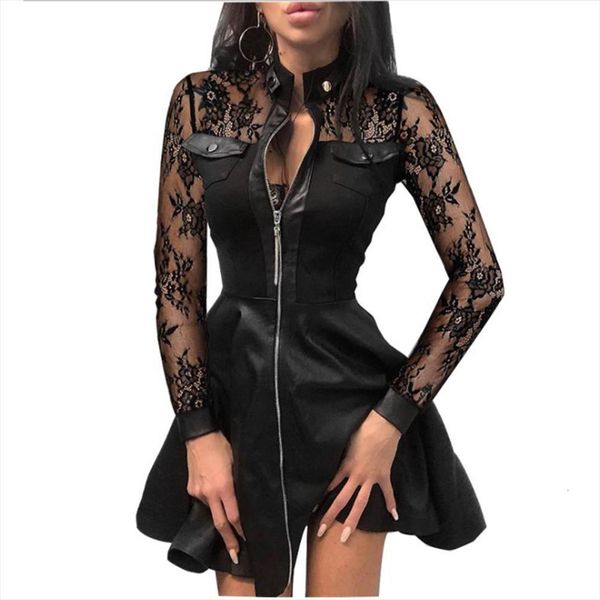 plus size 5xl summer womens dresses lace sleeve pu faux leather mini dress v neck zipper party bodydon, Black;gray
plus size 5xl summer womens dresses lace sleeve pu faux leather mini dress v neck zipper party bodydon, Black;gray