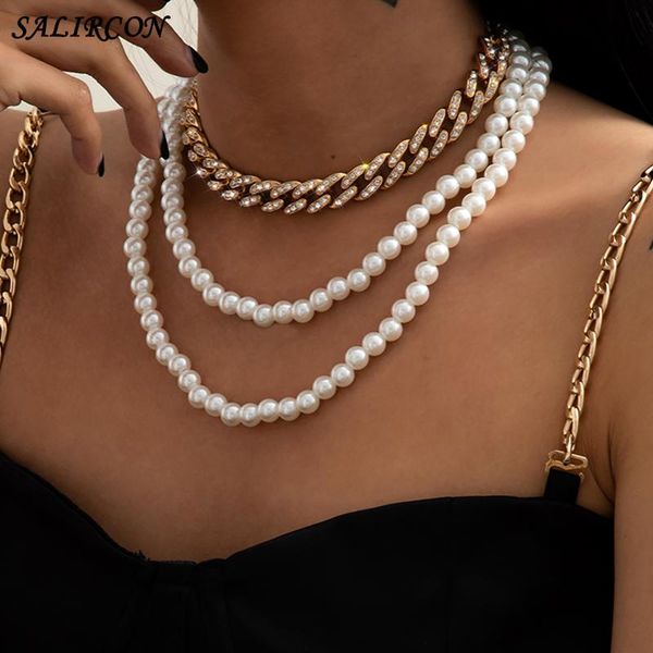 chains punk luxury crystal imitation pearl necklace for women men kpop multi layer beads neck vintage fashion jewelry, Silver
chains punk luxury crystal imitation pearl necklace for women men kpop multi layer beads neck vintage fashion jewelry, Silver