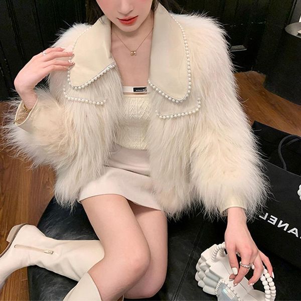 women's jackets fur long sleeved loose jacket pearl doll collar grass coat female winter thickened one-piece nail bead, Black;brown
women's jackets fur long sleeved loose jacket pearl doll collar grass coat female winter thickened one-piece nail bead, Black;brown
