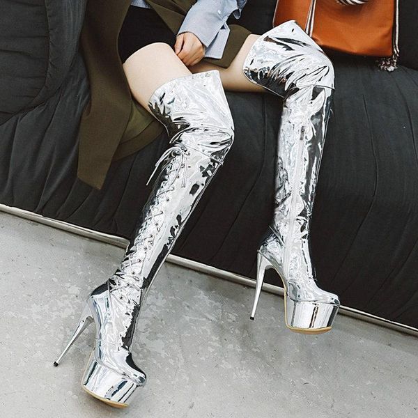 boots women 14cm thin high heels platform fashion long quality patent leather side cross lace-up lady thigh, Black
boots women 14cm thin high heels platform fashion long quality patent leather side cross lace-up lady thigh, Black
