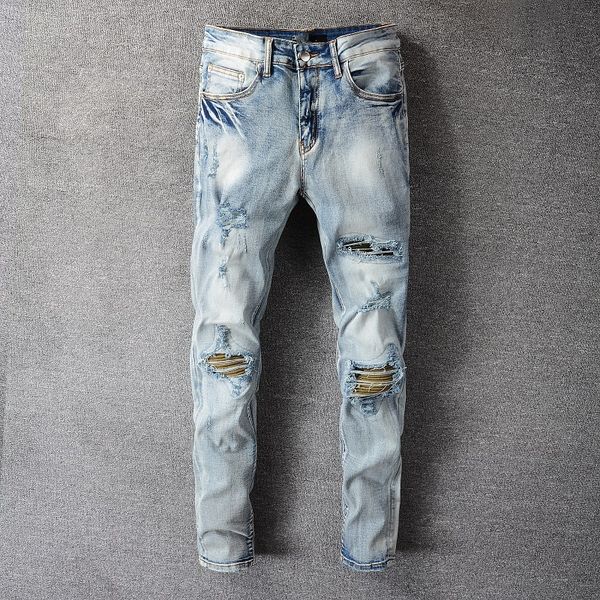 desiger long slim ripped hole out jeans washed light blue demin pants streetwear fashion jeans
desiger long slim ripped hole out jeans washed light blue demin pants streetwear fashion jeans