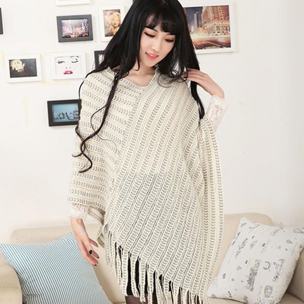 fashion women cloak knit warm batwing cape tassels poncho cloak jacket coat winter outwear, Gray
fashion women cloak knit warm batwing cape tassels poncho cloak jacket coat winter outwear, Gray