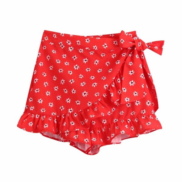 women's shorts summer women floral print cascading ruffle red culotte casual female loose clothes p2162, White;black
women's shorts summer women floral print cascading ruffle red culotte casual female loose clothes p2162, White;black