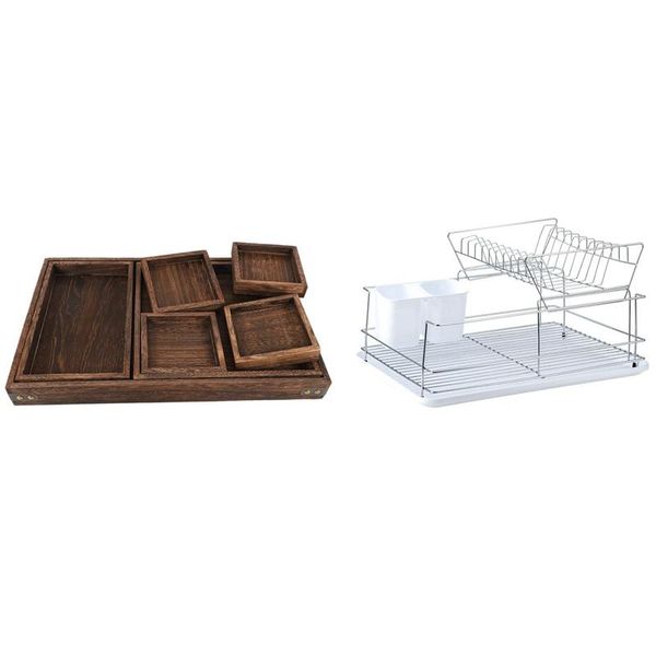 kitchen storage & organization wooden tea tray serving table plate snacks food with 2 tier dish rack, drying rack
kitchen storage & organization wooden tea tray serving table plate snacks food with 2 tier dish rack, drying rack