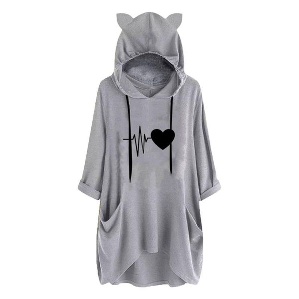 plus size t-shirt 5xl sweatshirt for women's heart print big loose long hooded pockets cat ear pullove oversized women clothing, Black
plus size t-shirt 5xl sweatshirt for women's heart print big loose long hooded pockets cat ear pullove oversized women clothing, Black