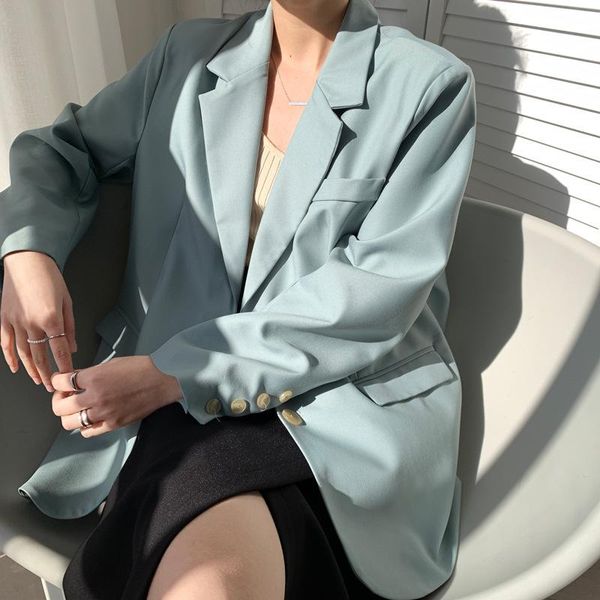 women's suits & blazers korean women back slit hem purple casual loose vintage lapel long sleeve office suit jacket female spring autum, White;black
women's suits & blazers korean women back slit hem purple casual loose vintage lapel long sleeve office suit jacket female spring autum, White;black