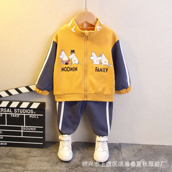 new long autumn sleeve suit hippo cartoon zipper shirt color matching children's casual cardigan two piece set for children, White
new long autumn sleeve suit hippo cartoon zipper shirt color matching children's casual cardigan two piece set for children, White