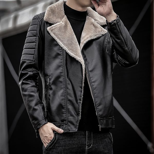 fur collar stitching motorcycle style men's leather high-quality stand-up collar retro comfortable windproof fashion travel commuting, Black
fur collar stitching motorcycle style men's leather high-quality stand-up collar retro comfortable windproof fashion travel commuting, Black