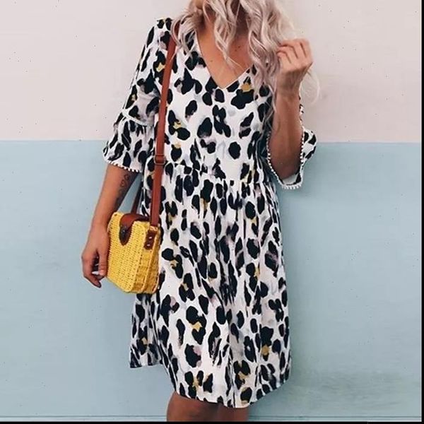 new women summer dress fashion v neck leopard print loose large dress mid sleeve knee dress ladies plus flare sleeve, Black;gray
new women summer dress fashion v neck leopard print loose large dress mid sleeve knee dress ladies plus flare sleeve, Black;gray