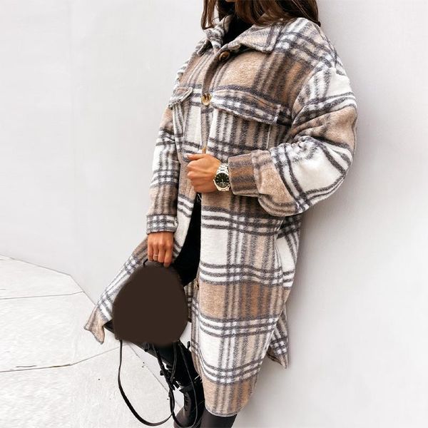 women's wool & blends autumn coat 2021 fashion long section casual warm lattice woolen winter jacket banquet trend lapel windbreaker, Black
women's wool & blends autumn coat 2021 fashion long section casual warm lattice woolen winter jacket banquet trend lapel windbreaker, Black
