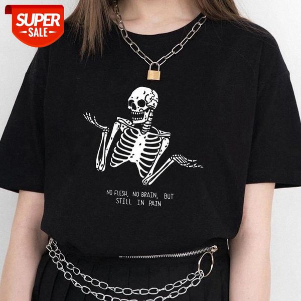 Sunfiz-JF No Flesh No Brain but Still in Pain Skull Funny Quotes Printed T Shirt Women Short Sleeve Street Style Tee Tops #Oy7s, White
Sunfiz-JF No Flesh No Brain but Still in Pain Skull Funny Quotes Printed T Shirt Women Short Sleeve Street Style Tee Tops #Oy7s, White
