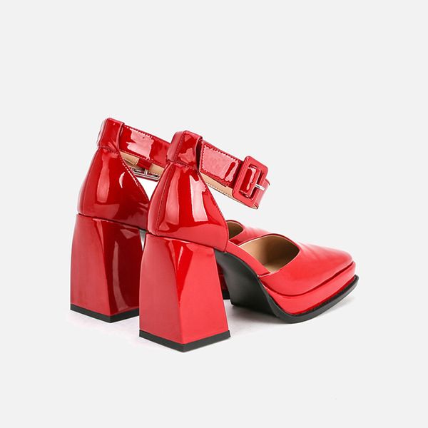 sandals womans new two-piece d'orsay pumps square heel genuine leather buckle strap super high red shallow lady footwear e, Black
sandals womans new two-piece d'orsay pumps square heel genuine leather buckle strap super high red shallow lady footwear e, Black