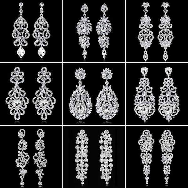 dangle & chandelier wedding jewelry luxury clear crystal rhinestones long drop earrings for women fashion bridal high quality, Silver
dangle & chandelier wedding jewelry luxury clear crystal rhinestones long drop earrings for women fashion bridal high quality, Silver