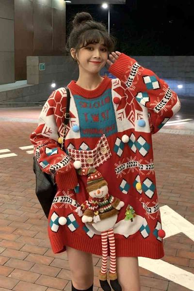 women's sweaters namoradas natal longo camisola harajuku solto grosso mais veludo namorada roupa de ano novo moda roupas das senhoras, White;black
women's sweaters namoradas natal longo camisola harajuku solto grosso mais veludo namorada roupa de ano novo moda roupas das senhoras, White;black