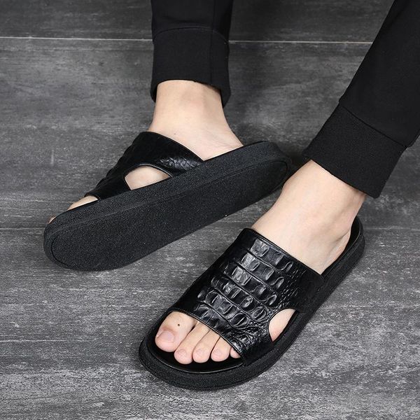 slippers genuine leather slipper summer men shoes casual outdoor flip flops indoor non-slip black flat fashion beach slides size 38-44
slippers genuine leather slipper summer men shoes casual outdoor flip flops indoor non-slip black flat fashion beach slides size 38-44
