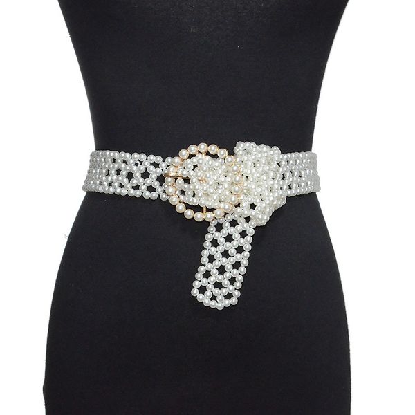 new style women's super wide pearl waist chain women's sweet and lovely seven row pearl elastic wide belt, Black;brown
new style women's super wide pearl waist chain women's sweet and lovely seven row pearl elastic wide belt, Black;brown