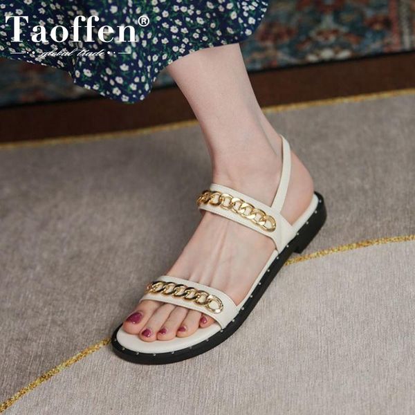 sandals taoffen women real leather shoes metal chains concise outdoor ins style summer fashion ladies footwear size 34-40, Black
sandals taoffen women real leather shoes metal chains concise outdoor ins style summer fashion ladies footwear size 34-40, Black