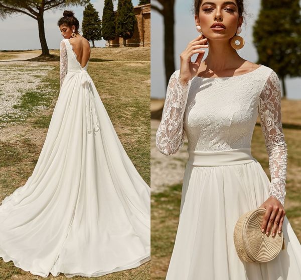 boho wedding dress 2021 new long sleeves lace bridal gown scoop neck backless a line chiffon beach bride dresses robe de mariage, White
boho wedding dress 2021 new long sleeves lace bridal gown scoop neck backless a line chiffon beach bride dresses robe de mariage, White