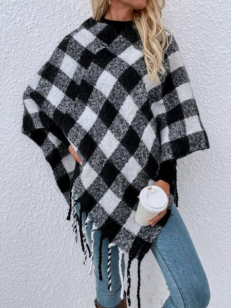 women's sweaters 2021 autumn and winter fashion houndstooth fringed shawl sweater cloak light luxury warm loose, White;black
women's sweaters 2021 autumn and winter fashion houndstooth fringed shawl sweater cloak light luxury warm loose, White;black