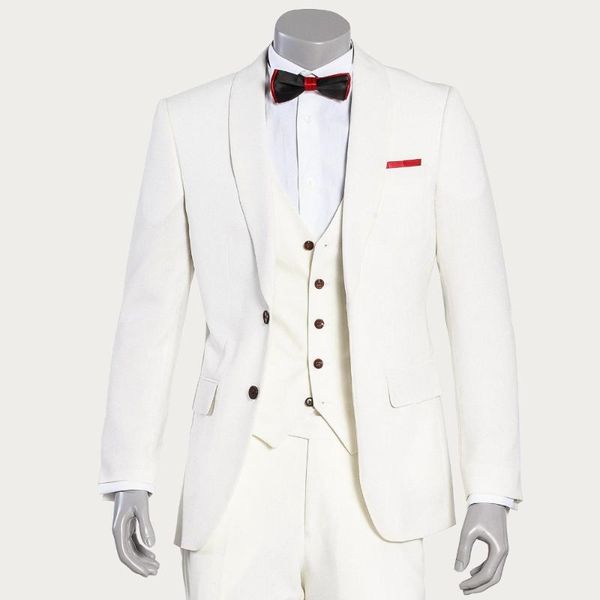 men's suits & blazers 3 piece 2 button shawl collar trim-fit white tuxedo three-piece suit with chambray design men, White;black
men's suits & blazers 3 piece 2 button shawl collar trim-fit white tuxedo three-piece suit with chambray design men, White;black