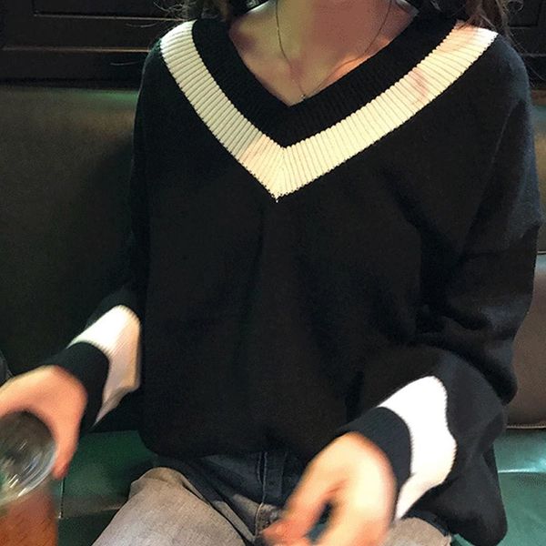 New 2021 Women Fashion Korean Style Loose Pullover Autumn Winter Long Sleeve v Neck Causal Sweater Elegant Female Knitting Tops YXPZ, White;black
New 2021 Women Fashion Korean Style Loose Pullover Autumn Winter Long Sleeve v Neck Causal Sweater Elegant Female Knitting Tops YXPZ, White;black
