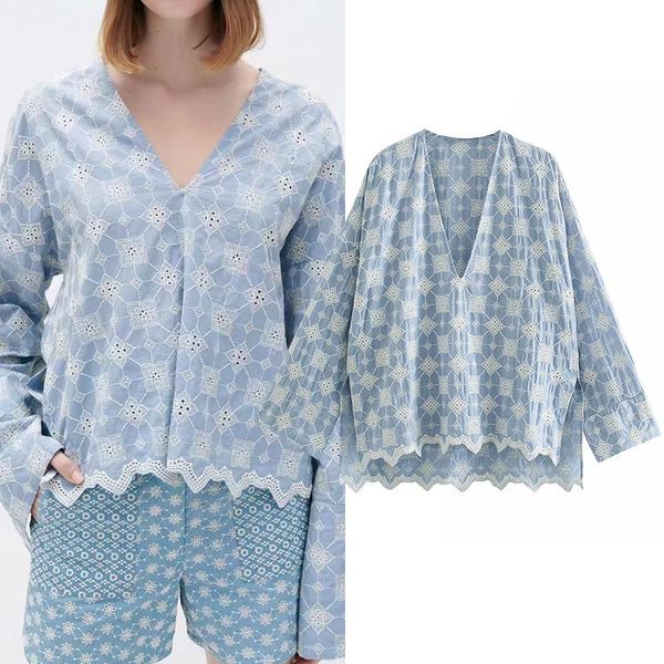 women's blouses & shirts clothing and chic asymmetry long sleeve shirt vintage embroidery hollow out, White
women's blouses & shirts clothing and chic asymmetry long sleeve shirt vintage embroidery hollow out, White