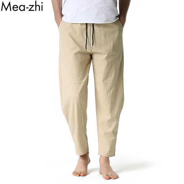 men's pants men cotton linen loose casual elastic waist streetwear trousers plain solid yoga home, Black
men's pants men cotton linen loose casual elastic waist streetwear trousers plain solid yoga home, Black