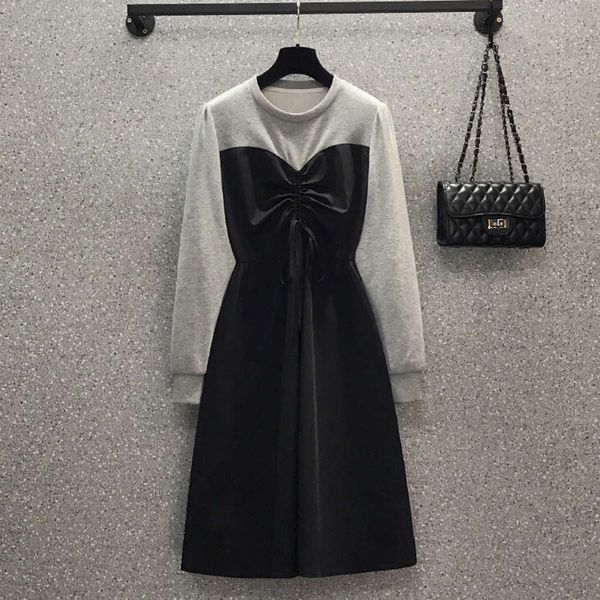 temperament korean large size women's 2021 spring new fat sister fashion splicing show thin age reduction dress hot, Black;gray
temperament korean large size women's 2021 spring new fat sister fashion splicing show thin age reduction dress hot, Black;gray