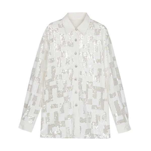 perhaps u white sequined high street turn down collar button long sleeve shirt b0220 210529
perhaps u white sequined high street turn down collar button long sleeve shirt b0220 210529