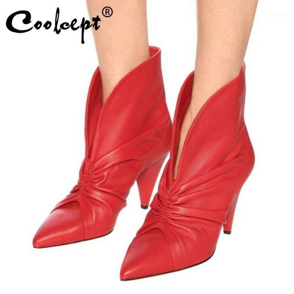 boots coolcept shoes real leather women ankle strange heel pointed toe slip on street footwear size 33-431, Black
boots coolcept shoes real leather women ankle strange heel pointed toe slip on street footwear size 33-431, Black