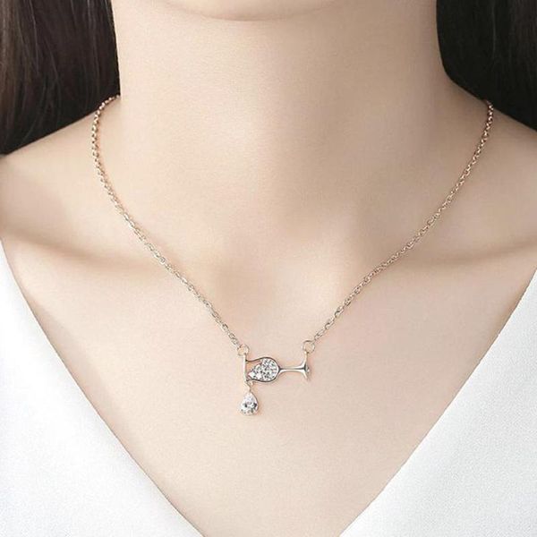 pendant necklaces creativity wine glass dripping modeling embedded zircon fashion personality necklace, Silver
pendant necklaces creativity wine glass dripping modeling embedded zircon fashion personality necklace, Silver