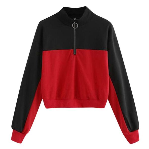 women's hoodies & sweatshirts women long sleeve patchwork sweatshirt loose fashion hip hop pocket crop zipper pullover blouse, Black
women's hoodies & sweatshirts women long sleeve patchwork sweatshirt loose fashion hip hop pocket crop zipper pullover blouse, Black