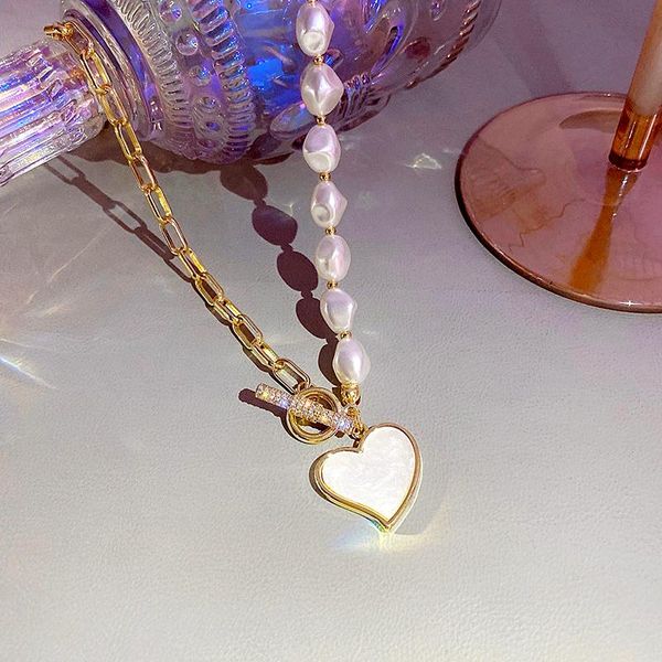 pendant necklaces korean fashion heart baroque pearl chain necklace for women zircon jewelry party ins fine gift, Silver
pendant necklaces korean fashion heart baroque pearl chain necklace for women zircon jewelry party ins fine gift, Silver