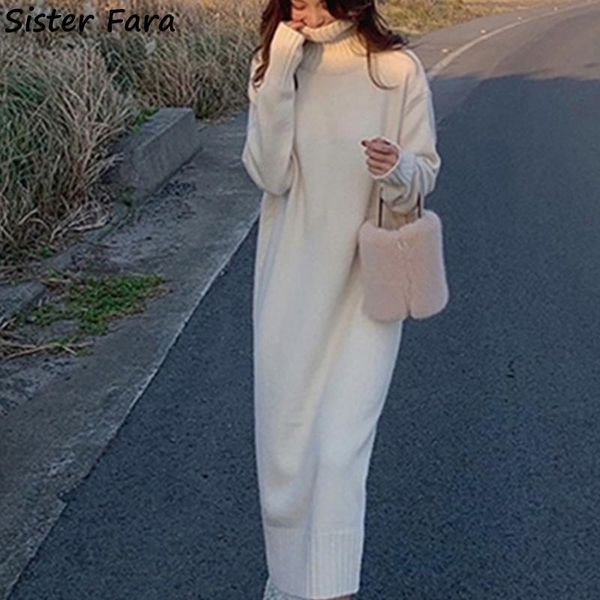 casual dresses sister fara 2021 autumn winter long dress knitting female vestidos turtleneck thicken warm sweater for women, Black;gray
casual dresses sister fara 2021 autumn winter long dress knitting female vestidos turtleneck thicken warm sweater for women, Black;gray