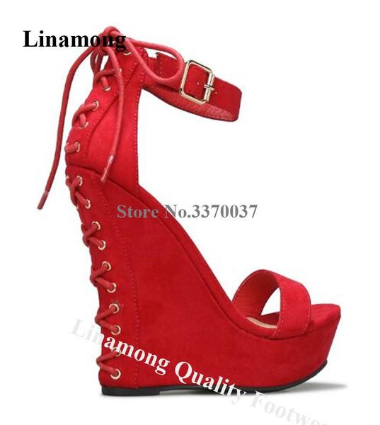 dress shoes western fashion style one strap high platform back lace-up wedges suede leather ankle buckle wedge sandals heels, Black
dress shoes western fashion style one strap high platform back lace-up wedges suede leather ankle buckle wedge sandals heels, Black