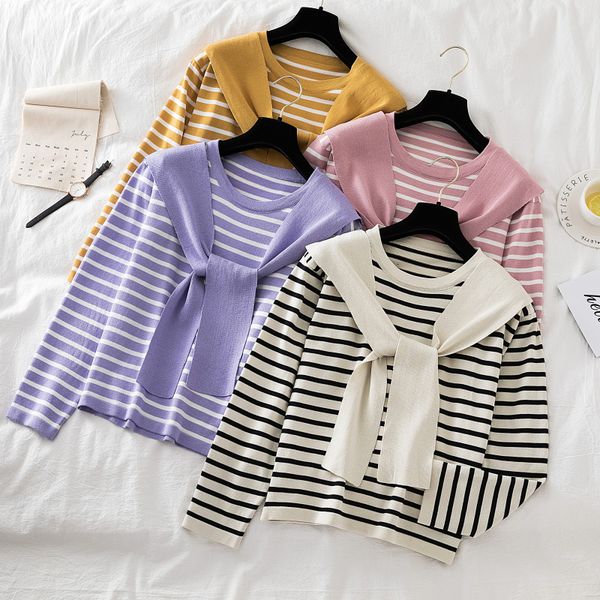 2021 new autumn long sleeve striped pullover women sweater knitted sweaters o-neck pull femme jumper female white 4 color 2hsl, White;black
2021 new autumn long sleeve striped pullover women sweater knitted sweaters o-neck pull femme jumper female white 4 color 2hsl, White;black