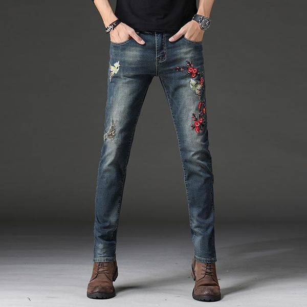 men's jeans wimilous youth spring tide restoring ancient ways trousers embroidered bound feet pants, Blue
men's jeans wimilous youth spring tide restoring ancient ways trousers embroidered bound feet pants, Blue