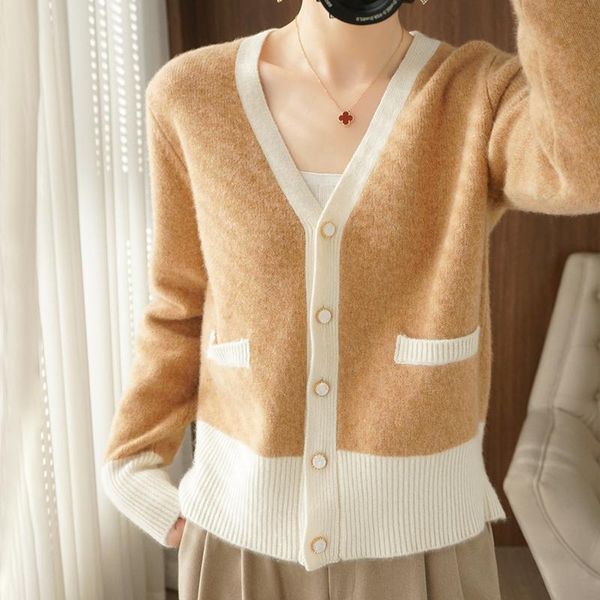 women's knits & tees beliarst 2021 autumn and winter cashmere sweater 100% pure wool color matching cardigan v-neck rest knitted, White
women's knits & tees beliarst 2021 autumn and winter cashmere sweater 100% pure wool color matching cardigan v-neck rest knitted, White