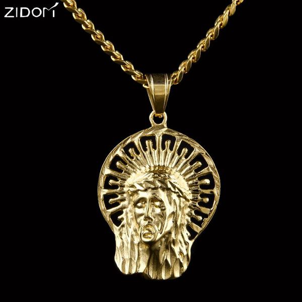 pendant necklaces stainless steel gold color hip hop men exquisite jesus 70cm long cuban link chain fashion necklace jewelry, Silver 
pendant necklaces stainless steel gold color hip hop men exquisite jesus 70cm long cuban link chain fashion necklace jewelry, Silver