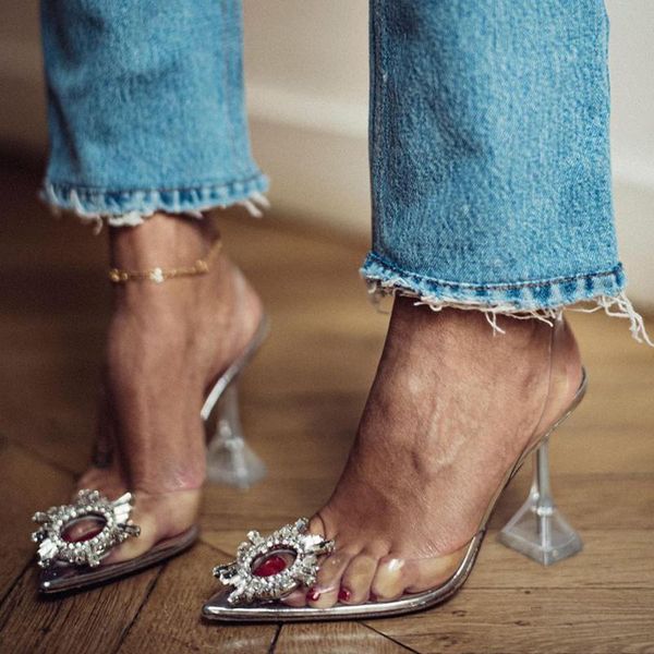 dress shoes woman pointed toe strange high heels sandals transparent fairy sandal with rhinestone button, Black
dress shoes woman pointed toe strange high heels sandals transparent fairy sandal with rhinestone button, Black