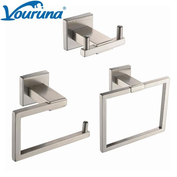 vouruna sus304 stainless steel wall mount brushed nickel 3 piece bathroom hardware set robe hook toipet paper holder towel rack
vouruna sus304 stainless steel wall mount brushed nickel 3 piece bathroom hardware set robe hook toipet paper holder towel rack