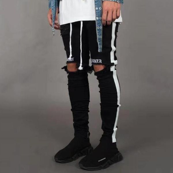 men's jeans mens cool black skinny ripped destroyed stretch slim fit hop pants with holes for male, Blue
men's jeans mens cool black skinny ripped destroyed stretch slim fit hop pants with holes for male, Blue
