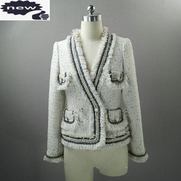 women's jackets autumn winter women runway tweed jacket tassels fringed twill office lady spliced coat v neck slim fit short, Black;brown
women's jackets autumn winter women runway tweed jacket tassels fringed twill office lady spliced coat v neck slim fit short, Black;brown