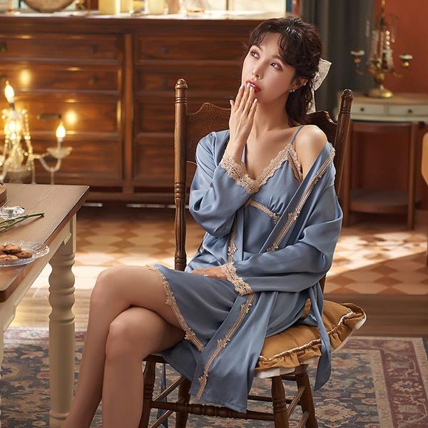 women's sleepwear summer women rayon robe sets lace trim 2pcs bride dressing bathrobe gown strap nightgown bath loose lounge home d, Black;red
women's sleepwear summer women rayon robe sets lace trim 2pcs bride dressing bathrobe gown strap nightgown bath loose lounge home d, Black;red
