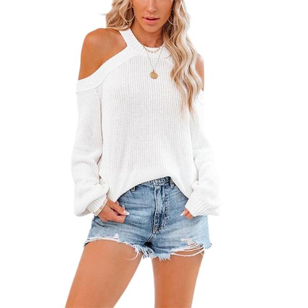 women's blouses & shirts douhoow women knitted pullover autumn solid color halter round collar off-shoulder long-sleeves blouse for la, White
women's blouses & shirts douhoow women knitted pullover autumn solid color halter round collar off-shoulder long-sleeves blouse for la, White