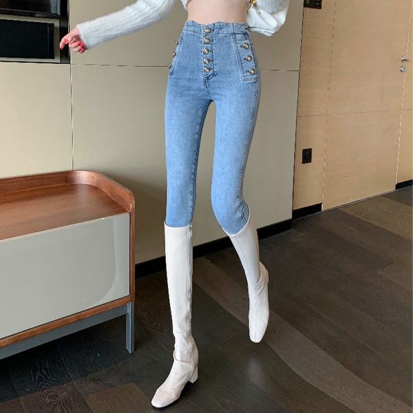 high waist fashion female jeans 2021 spring brem thin stretch women's ninth pants 9g49, Blue
high waist fashion female jeans 2021 spring brem thin stretch women's ninth pants 9g49, Blue