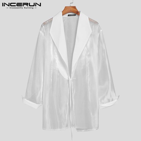 men's suits & blazers 2021 fashionable mens long sleeve sheer coats jackets casual drawstring transparent party nightclub s-5xl, White;black
men's suits & blazers 2021 fashionable mens long sleeve sheer coats jackets casual drawstring transparent party nightclub s-5xl, White;black