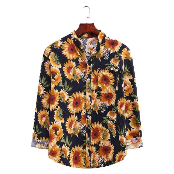men's casual shirts sunflower printed aloha cotton and linen turn down collar long-sleeved shirt streetwear buttons loose basic, White;black
men's casual shirts sunflower printed aloha cotton and linen turn down collar long-sleeved shirt streetwear buttons loose basic, White;black