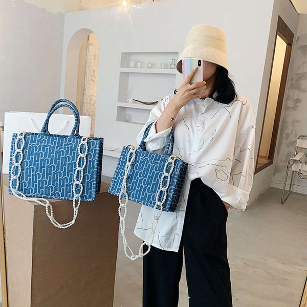 hbp luxury designerdenim printing large capacity beaded pearl chain tote square bag fashion brand wanghong xige new style
hbp luxury designerdenim printing large capacity beaded pearl chain tote square bag fashion brand wanghong xige new style