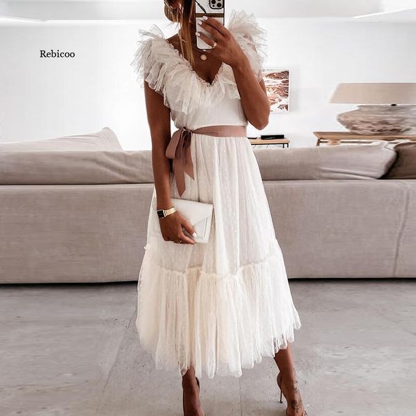 casual dresses elegant off shoulder backless party sundress women v neck ruffle sleeveless dress summer lace mesh spliced long, Black;gray
casual dresses elegant off shoulder backless party sundress women v neck ruffle sleeveless dress summer lace mesh spliced long, Black;gray